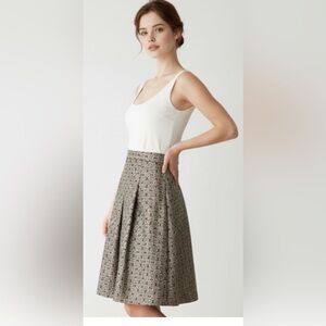 ETCETERA Silk Shimmer Floral Pleated Tapestry Style Skirt Lined Womens Size 4